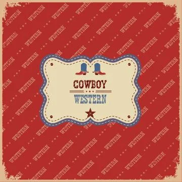 Western label background. Vector  western illustration with text Stock Illustration