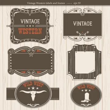 Western labels. Vector antique frames for design Stock Illustration