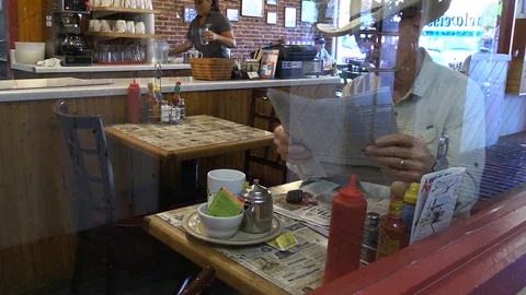 Western Man, Small town middle America, coffee shop Stock Footage 111672917