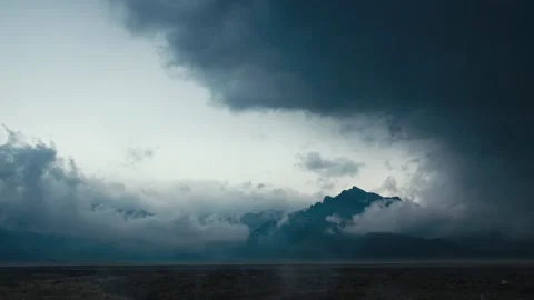 Western Mountains - Wind and Cloud Change - Cloud Time-lapse Photography Stock Footage 228663582