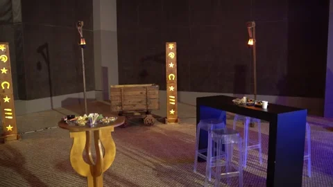 Western night decor in ballroom Stock Footage 259730782