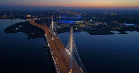 The Western Rapid Diameter and Zenit Arena (Saint Petersburg stadium) Video stock 90664158