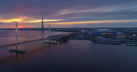 The Western Rapid Diameter and Zenit Arena (Saint Petersburg stadium) Video stock 90665554