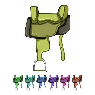 Western saddle cartoon vector graphic Stock Illustration