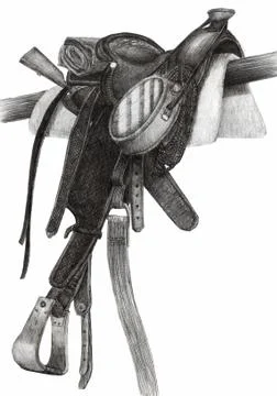 Western saddle Stock Illustration