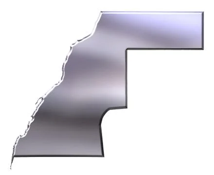 Western Sahara 3D Silver Map Stock Illustration