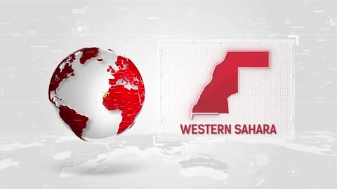 Western Sahara 4K Tech Map Beside Globe On White Background Stock Footage 340013992