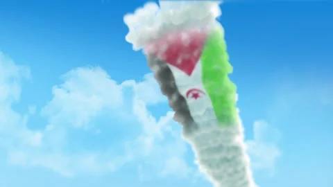 Western Sahara Flag 3D Render Animation Created with Colored Smoke Trails by 스톡 동영상 332313902