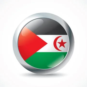 Western Sahara flag button Stock Illustration
