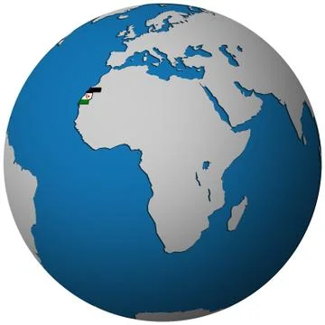 Western sahara flag on globe map Stock Illustration