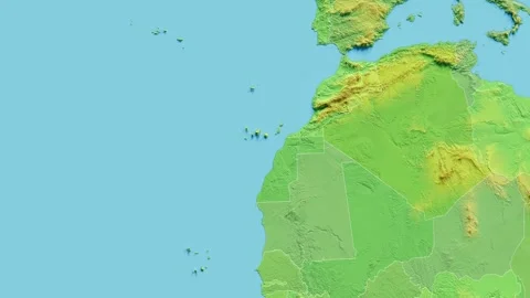 Western Sahara Map 3D animated with Borders Stock Footage 348577226