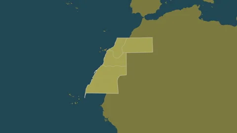 Western Sahara map - extract. Regions. Pattern. Labels Stock Footage 323094009
