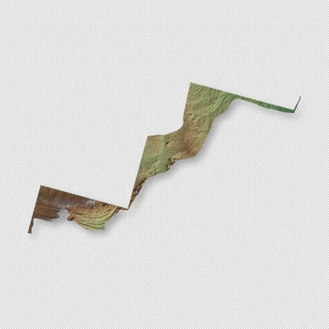Western Sahara Rotating 3D Relief Map Seamless Loop, Alpha Channel 4K Stock Footage 340696141