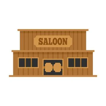 Western saloon icon flat isolated vector Ilustração Stock