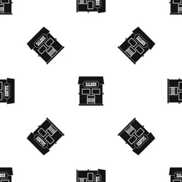 Western saloon pattern seamless black Illustrazione stock