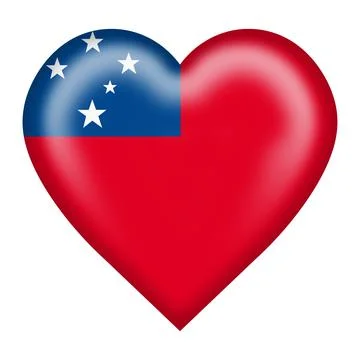 Western Samoa flag heart button 3d illustration isolated with clipping path Stock Illustration