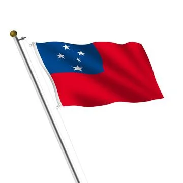 Western Samoa flagpole with clipping path Stock Illustration