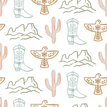 Western Seamless Pattern. Cowboy Wild West Print Illustrazione stock