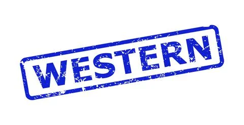 WESTERN Stamp with Corroded Surface and Rounded Rectangle Frame Stock Illustration