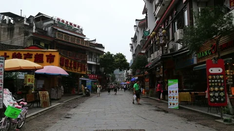 Western street in yangshuo Видео 42076622