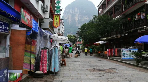 Western street in yangshuo Stock Footage 42079010