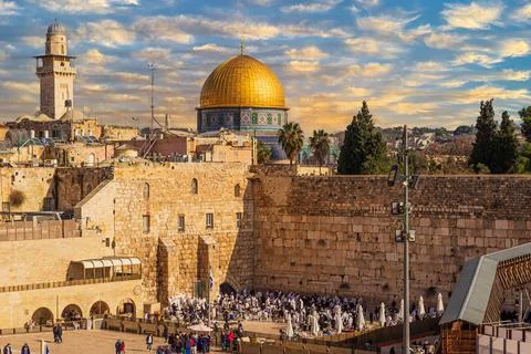 Western Wall and Dome of the Rock in Jerusalem Stock Photos