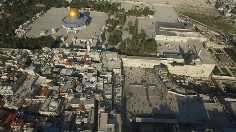 Western Wall and Temple Mount aerial. Jerusalem. DJI-0684-08 動画素材 106093751