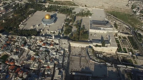 Western Wall and Temple Mount aerial. Jerusalem. DJI-0684-09 Stock Footage 106094102
