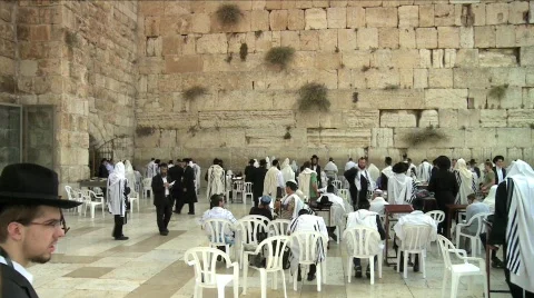 Western Wall - Jerusalem - pan right 2 Stock Footage 604743