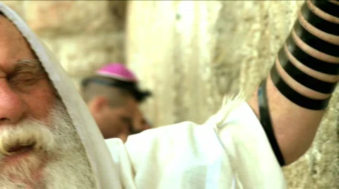 Western Wall in Jerusalem - A Praying Man 2 + Sound Stock Footage 738330