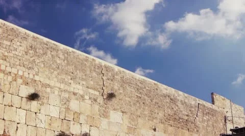Western wall in Jerusalem, Time lapse with running clouds Stock Footage 20603540