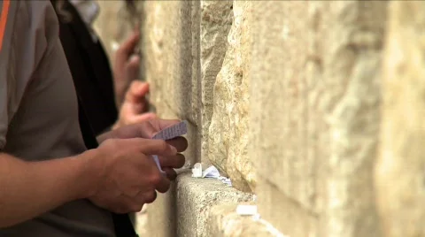 Western Wall - a man is praying 3 Stock Footage 604684
