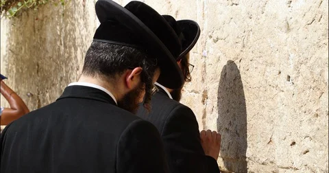 Western Wall Man Praying from Behind 4K Stock Footage 128505169
