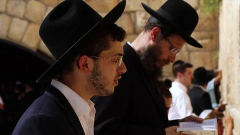 Western Wall Men Praying 3 HD Stock Footage 128711054