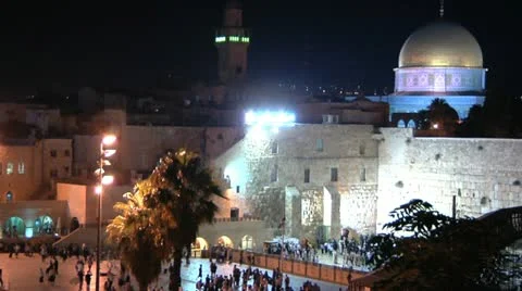 Western Wall at Night Stock Footage 10929763