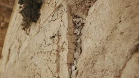 Western Wall | Notes With Prays Between The Stones Stock Footage 154413010