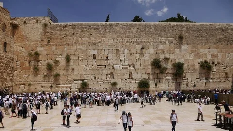 Western Wall or Wailing Wall or Kotel in Jerusalem Stock Footage 76202791
