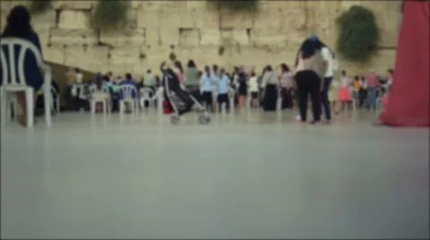 Western Wall, women's section, blurred people, Jerusalem, Israel 스톡 동영상 54984093