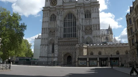 Westminster Abbey closed during Lockdown London Stock Footage 129696483