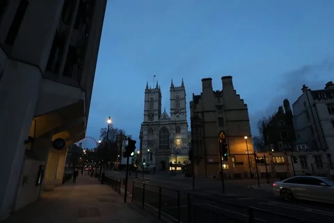 Westminster Abbey hyperlapse at sunset 스톡 동영상 126780370