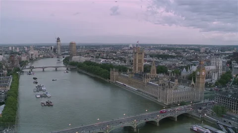 Westminster Bridge and Big Ben from the London Eye cabin. Stock Footage 68205873