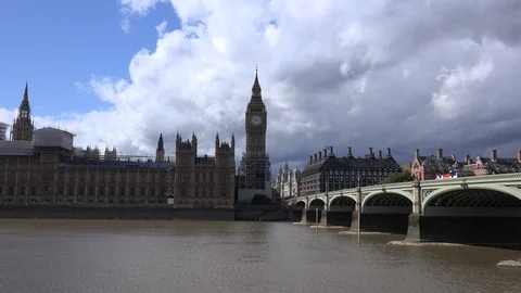 Westminster bridge and Big Ben , London, UK stock footage Stock Footage 112976177