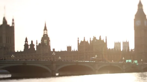 Westminster bridge and Big Ben by the sunset Stock-Footage 116609367