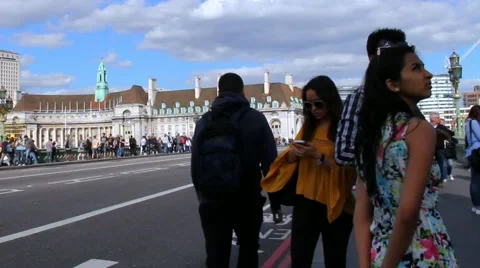 Westminster Bridge and view to right side of Thamas river Video stock 52480472