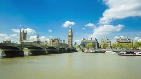 Westminster Bridge, Big Ben, the thames, Timelapse 库存影片 76282167