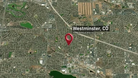 Westminster City Map Zoom (CO, USA) from Space to Earth Video stock 296701445