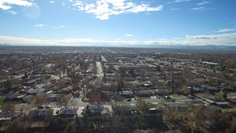 WESTMINSTER COLORADO-2016: Drone Fly Over The City Showing The Skyline And Stock Footage 129705984