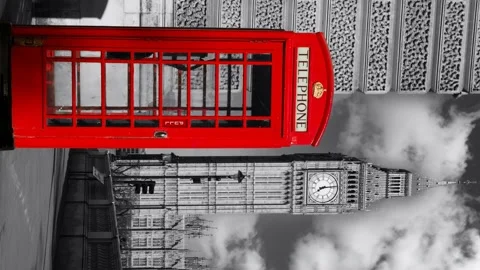 Westminster phone box BW Video stock 143570894