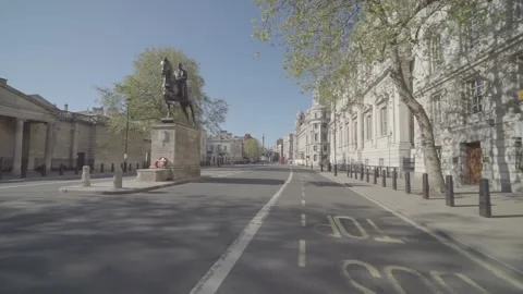 Westminster statue tracking shot during coronavirus Stock Footage 135281072