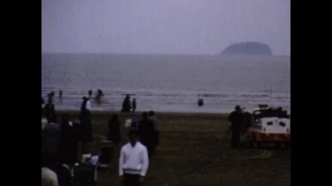 Weston-Super-Mare beach and Grand Pier 1973 Stock Footage 252694480